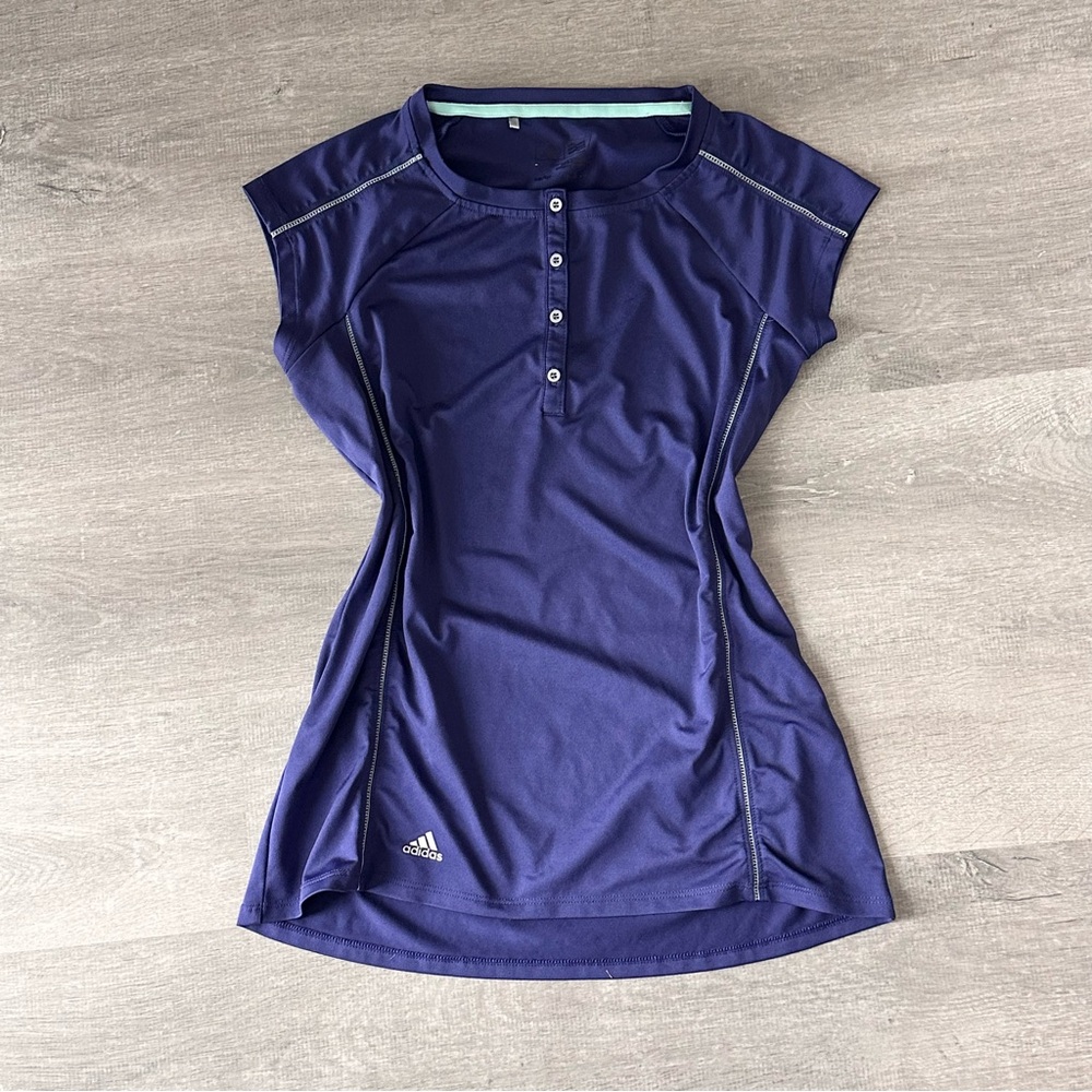 Vintage Adidas Golf Purple Henley Neck Sport Tee